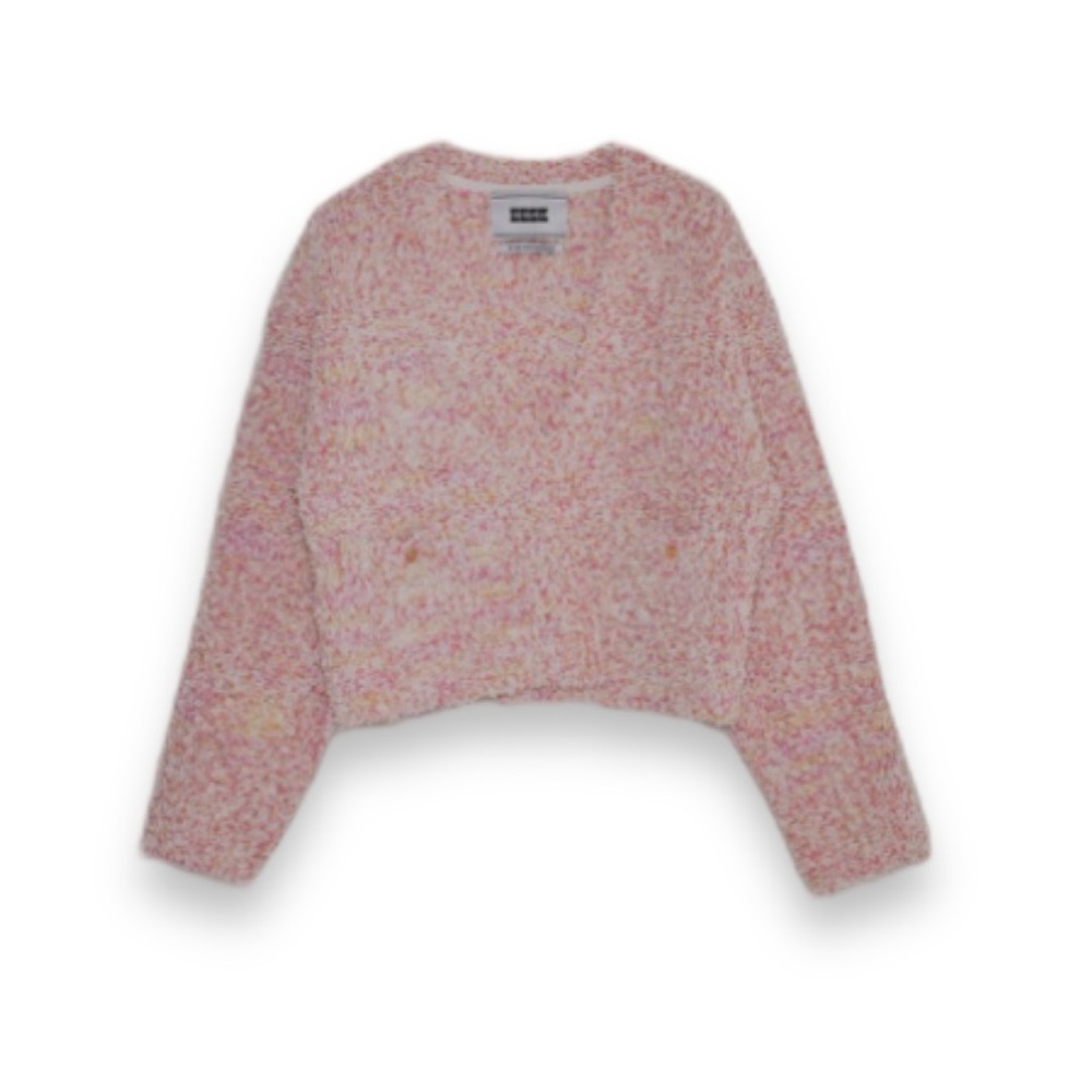 EENK Pink Phoebe Short Knitted Open Front Long Sleeve Cardigan